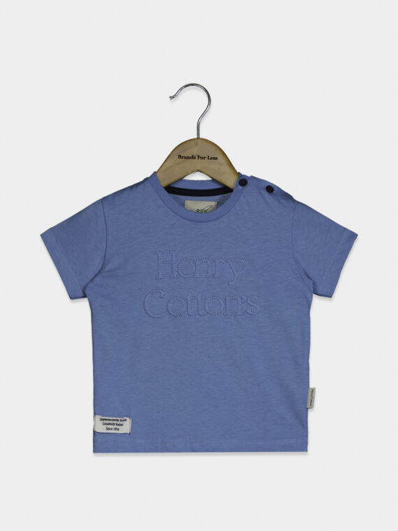 Baby Boy Embossed Logo Short Sleeve Tee Sky