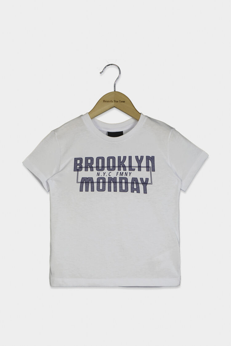 Baby Boys Brooklyn Monday Short Sleeve T-Shirt White