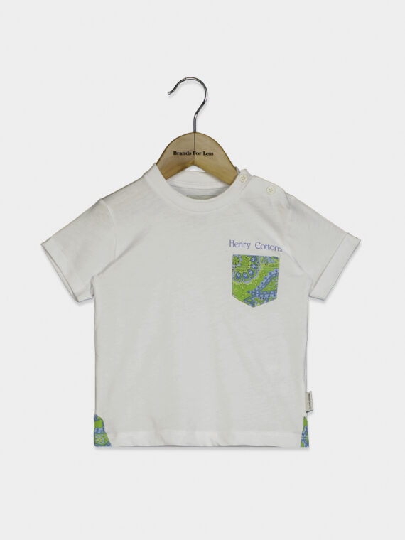 Baby Boys Button Detail Short Sleeve Tee White