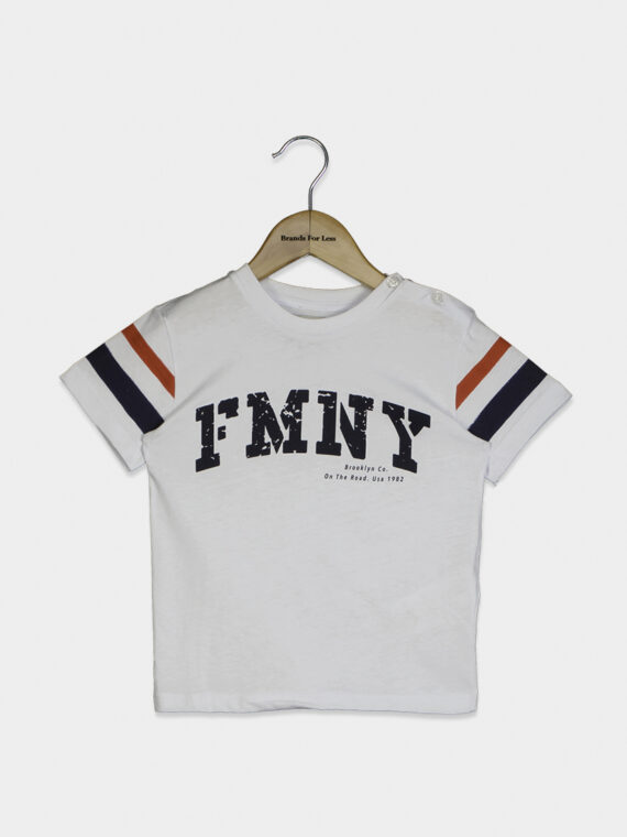 Baby Boys FMNY Button Detail Short Sleeve T-Shirt White