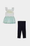Baby Girls Cat Dress & Leggings Set White/Navy Combo