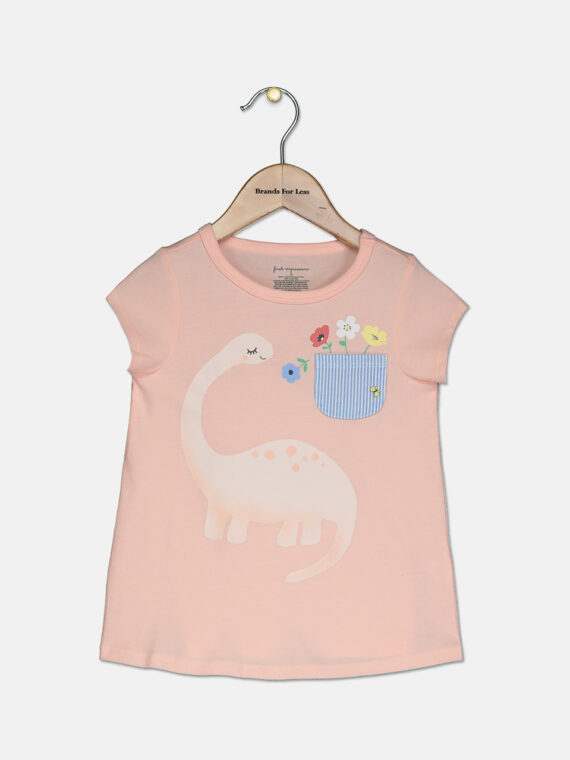 Baby Girls Dinosaur-Print Cotton T-Shirt Whipped Berry