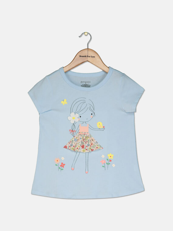Baby Girls Flower Girl-Print Cotton T-Shirt Spring Lilac