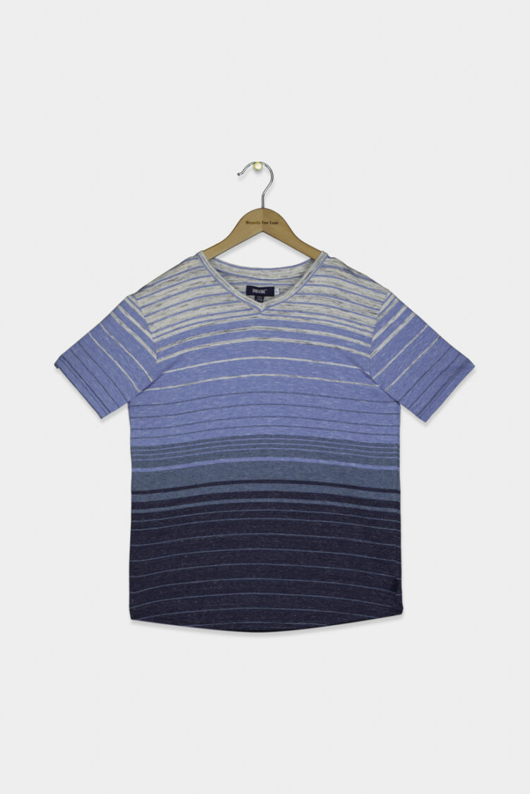 Big Boys Zane Textured Stripe V-Neck T-Shirt Indigo
