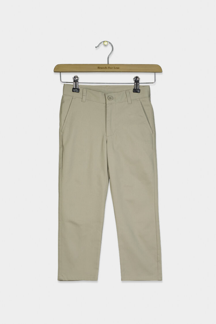 Boys Flat-Front Twill Uniform Pants Khaki