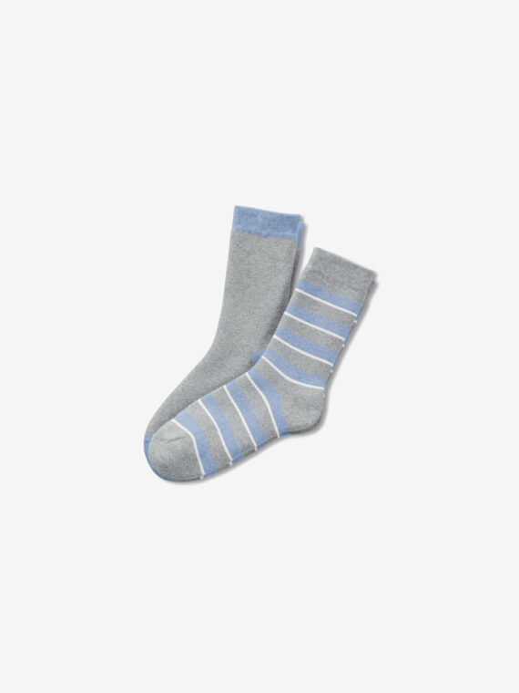 Boys Striped 2 Pairs of Soft Socks Gray
