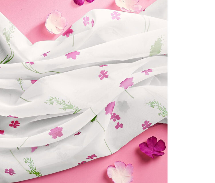 Decorative Fabric White Floral