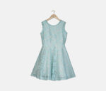 Girls Scalloped Lace Fit & Flare Dress Turquoise