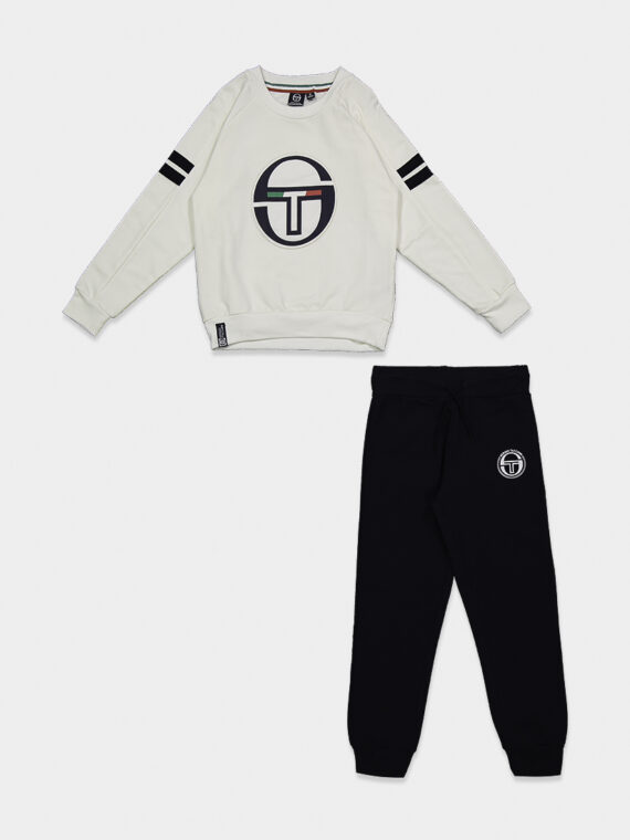 Kids Boys 2 Pc Long Sleeve Sweatshirt & Pants Set Bianco/Navy