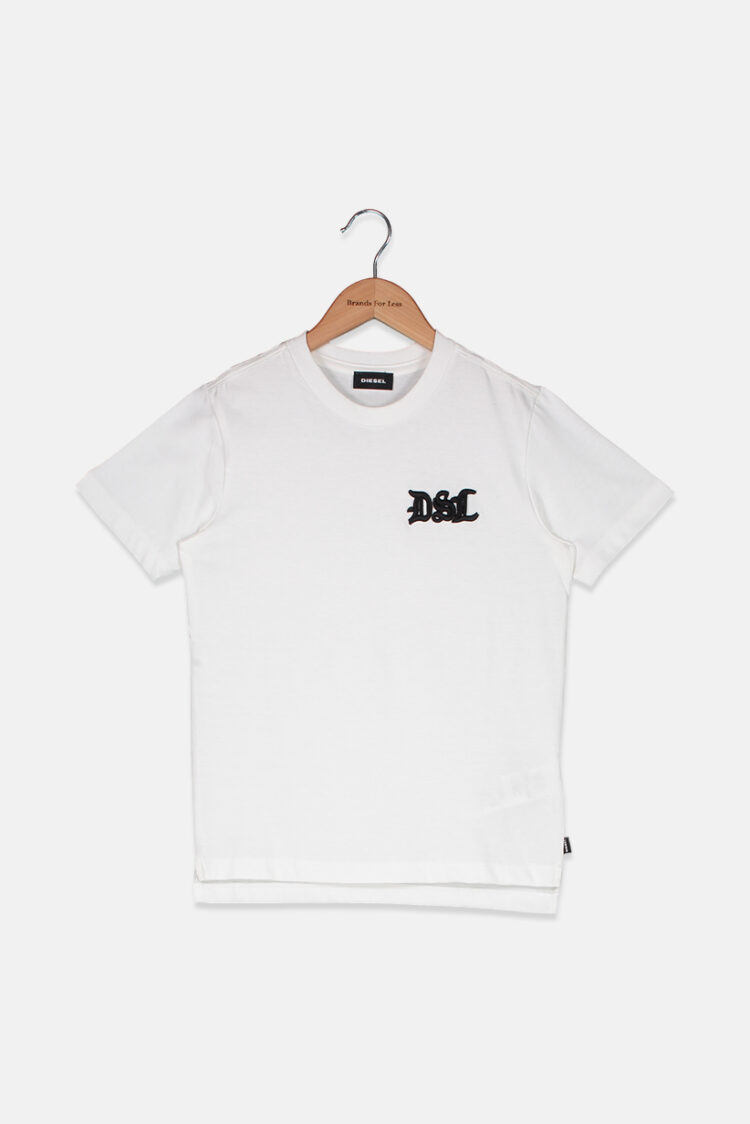 Kids Boys Embroidered Short Sleeve Tee White