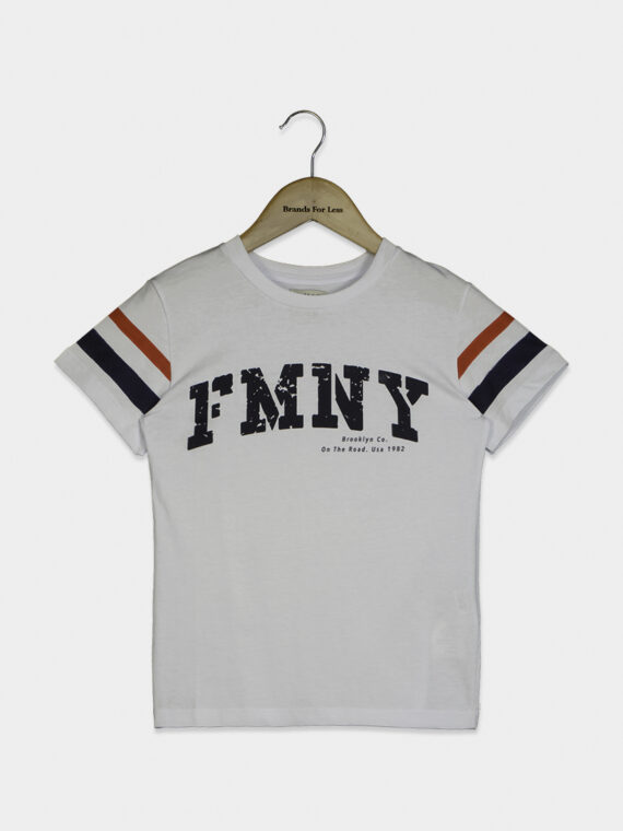 Kids Boys FMNY Button Detail Short Sleeve T-Shirt White