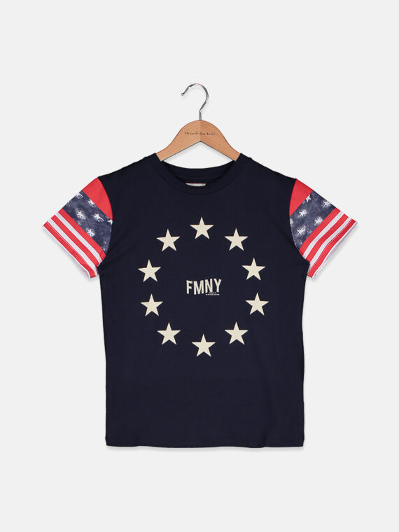 Kids Boys FMNY Star Print Short Sleeve Tee Navy Combo