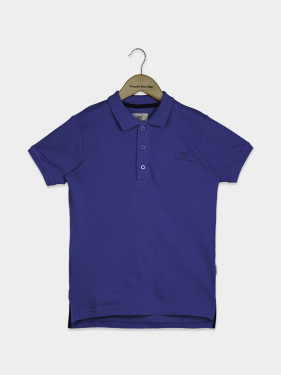 Kids Boys Spread Collar Brand Logo Short Sleeve Polo Shirt Azure