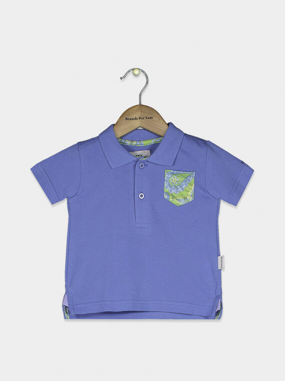 Kids Boys Spread Neck Short Sleeve Polo Shirt Light Blue