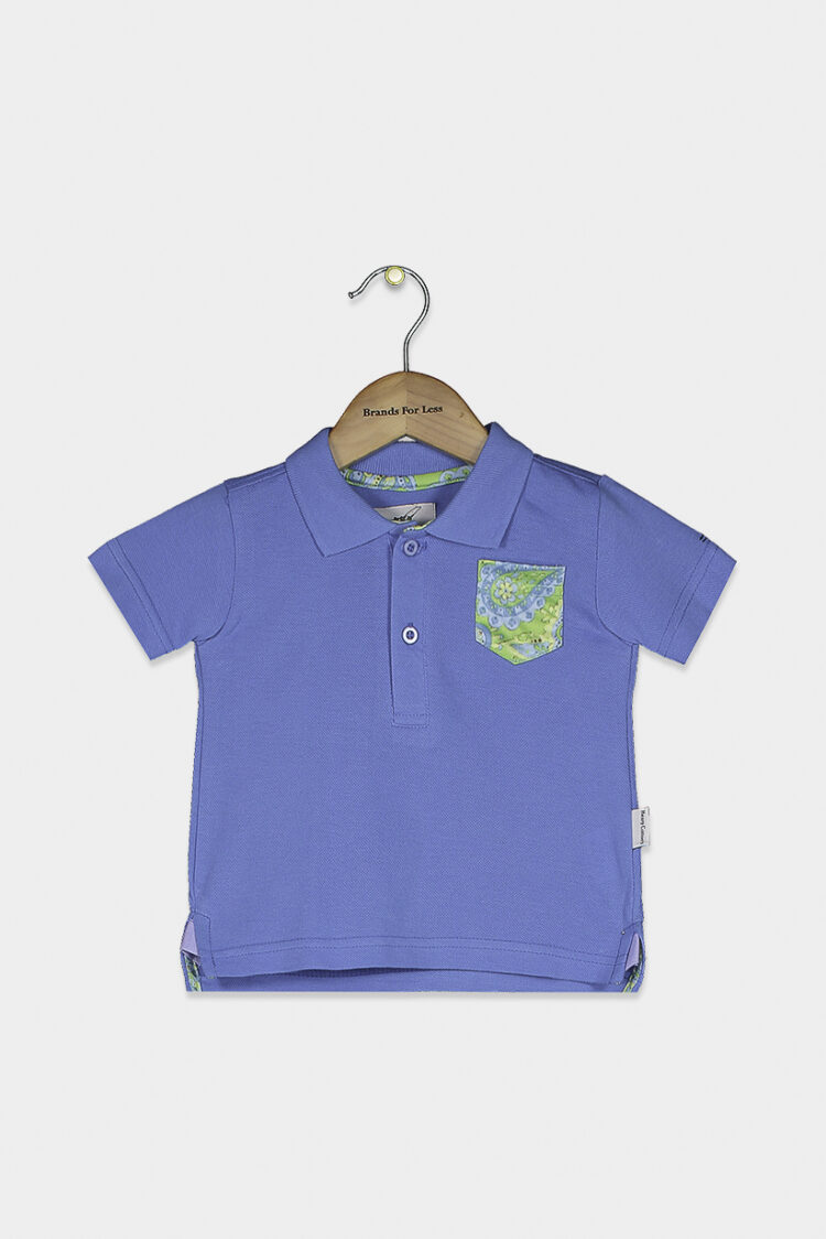 Kids Boys Spread Neck Short Sleeve Polo Shirt Light Blue