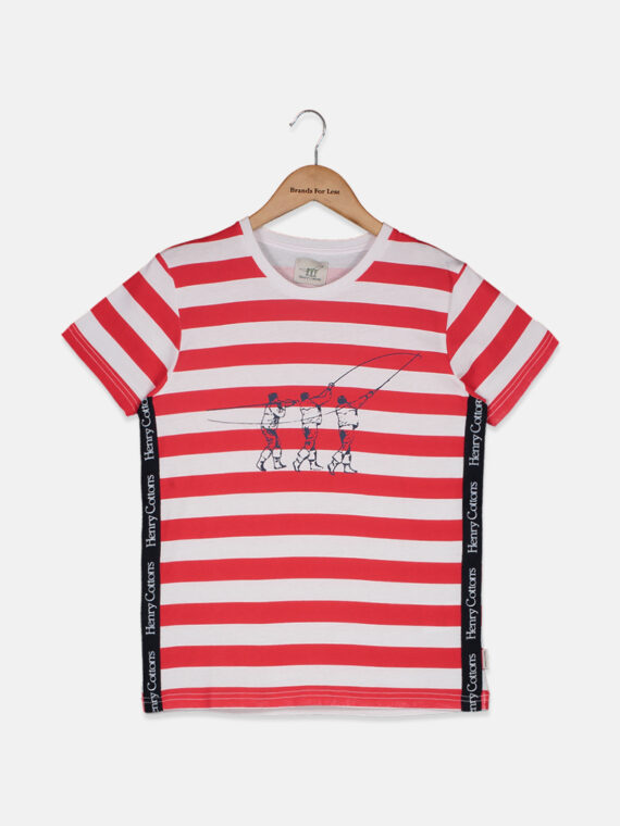 Kids Boys Stripe Short Sleeve Tee White/Red