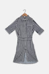 Kids Girl Stripe Shorts Sleeve Dress Fantasy/Navy Blue