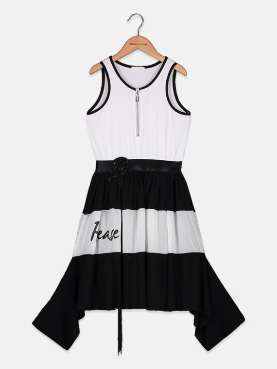 Kids Girls Release Sleeveless Mid Dress Off-White/Black