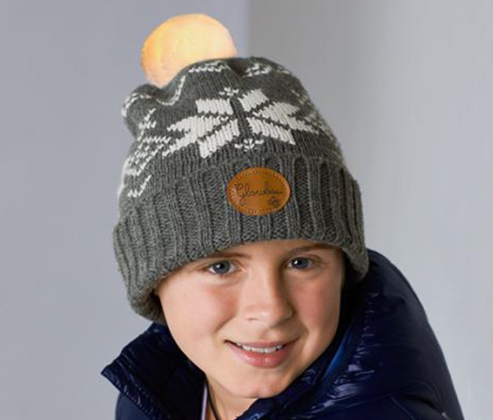 Kids Hat With Glowing Pom Pom Grey