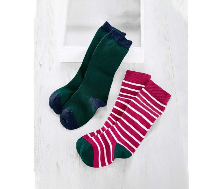 Kids Knee Socks Set of 2 Green/Pink