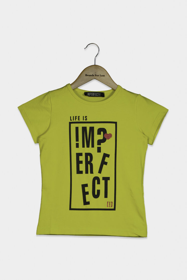 Kids Short Sleeve Graphic Print T-Shirt Lime Green