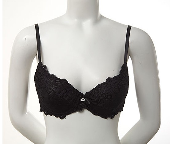 Lace bra with molded push up pad bow & charm Black
