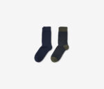 Mens 2 Pairs of Stripe Socks Olive Blue/Dark Blue