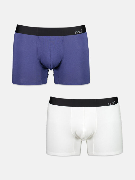 Mens 2 Pk Cotton Modal Boxer Brief White/Purple