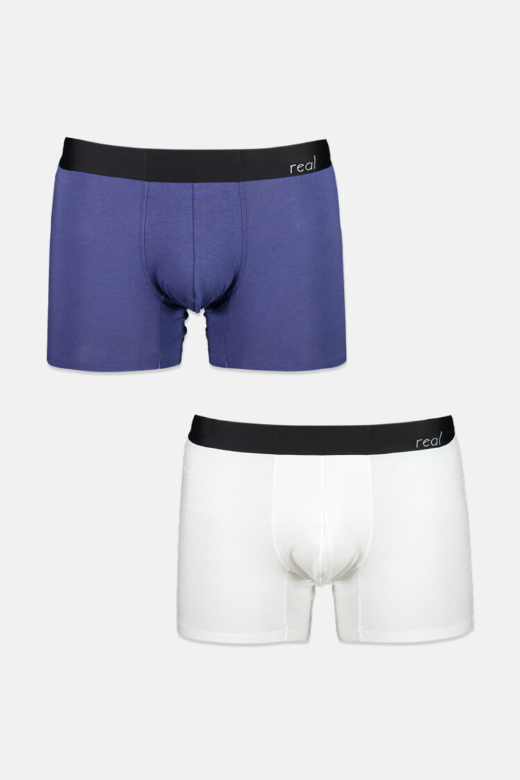 Mens 2 Pk Cotton Modal Boxer Brief White/Purple