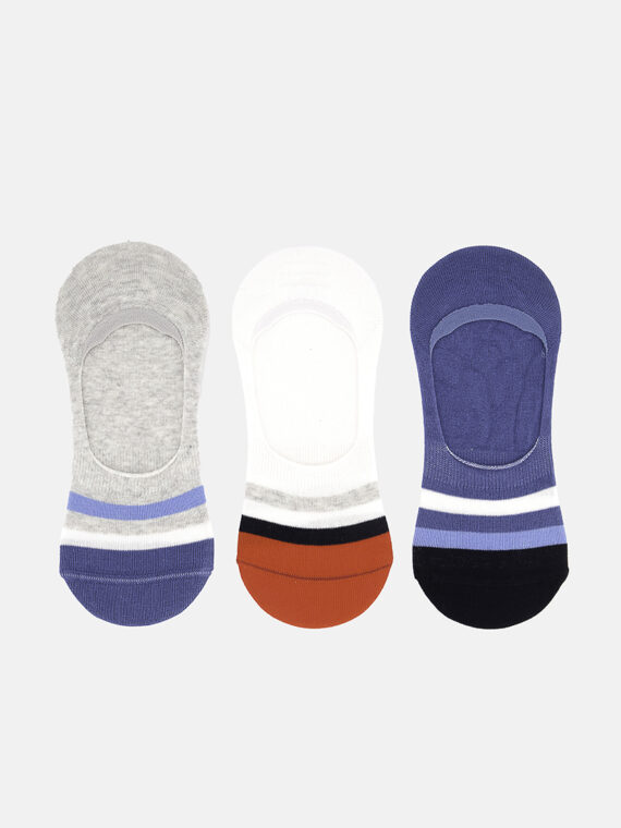 Mens 3-Pack Invisible Socks Grey/Blue/White