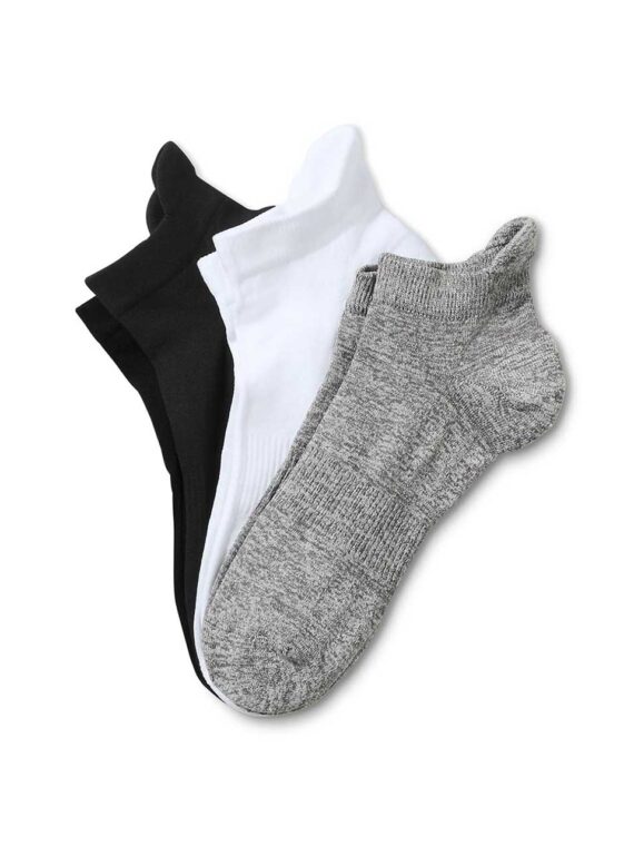 Mens 3 Pairs Of Functional Running Socks White/Grey/Black