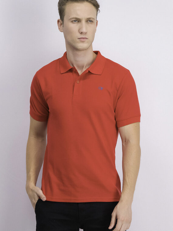 Mens Brand Logo Polo Shirt Red