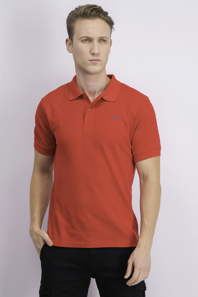Mens Brand Logo Polo Shirt Red