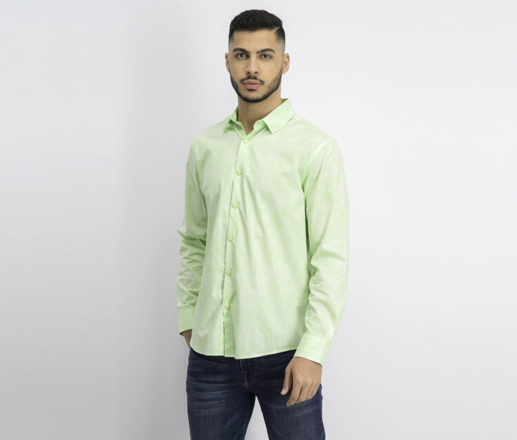 Mens Classic-Fit Abstract Plaid Shirt Lime Oxide