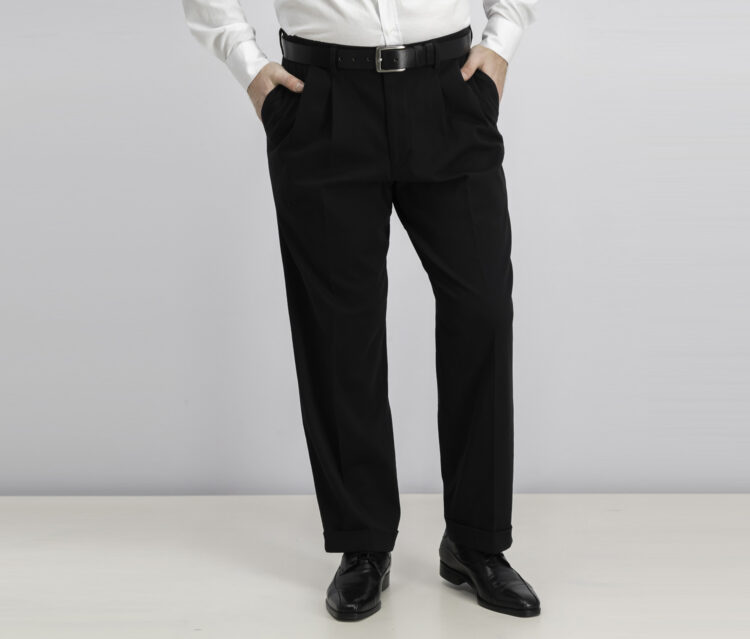 Mens Comfort Khaki Relaxed-Fit Pleated Pants Black