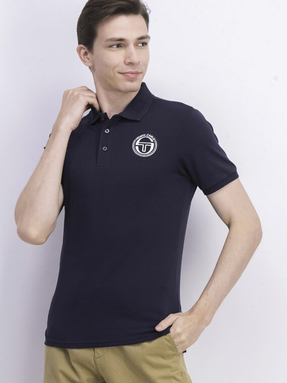 Mens Crosquis Embroidered Polo Shirt Navy/White
