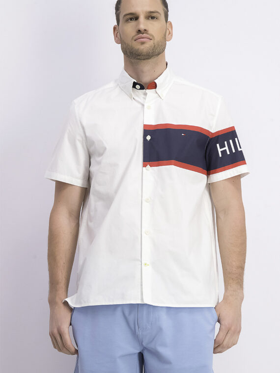 Mens Custom Fit Logan Stripe Print Casual Shirt WhIte