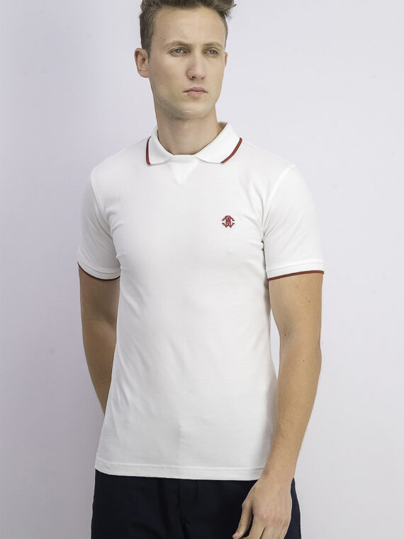 Mens Embroidered Logo Polo Shirt White