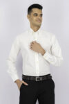Mens Long Sleeve Pointed Collar Shirt Off White