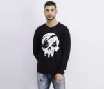 Mens Long Sleeve Skull logo Sweater Black