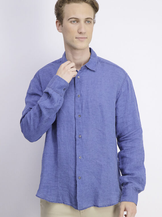 Mens Regular Fit Long Sleeve Casual Shirt Blue