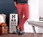 Mens Regular Fit Solid Chino Pants Red
