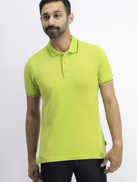 Mens Short Sleeve Polo Shirt Neon Green