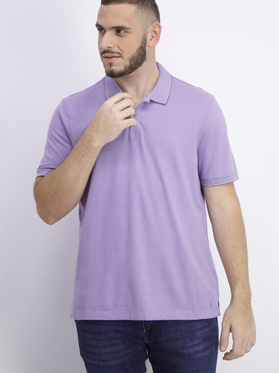 Mens Short Sleeves Pique Polo Shirt Violet