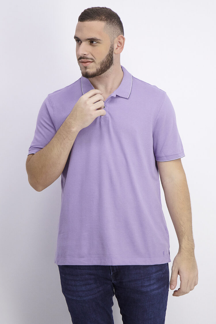 Mens Short Sleeves Pique Polo Shirt Violet