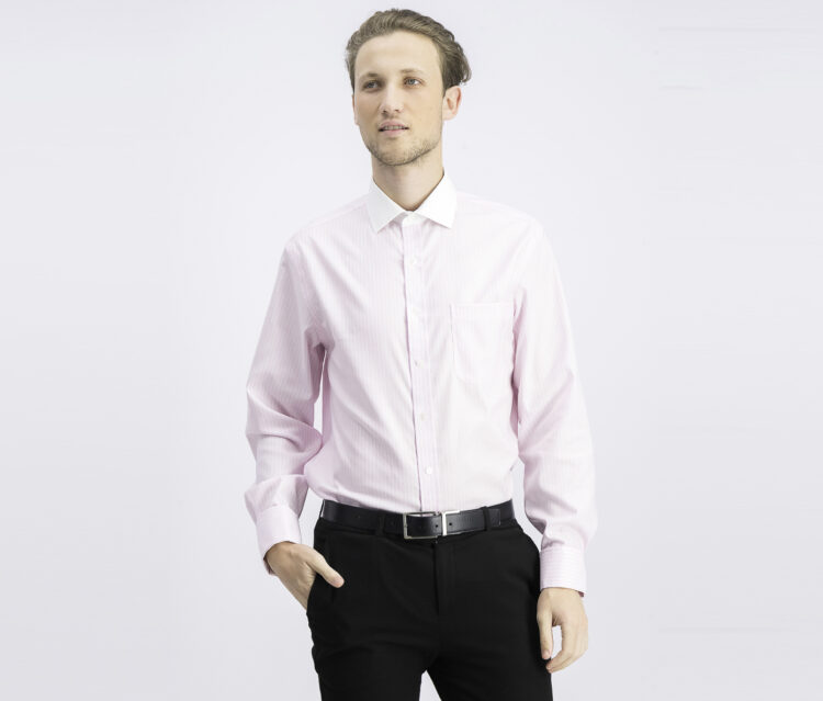 Mens Slim-Fit Non-Iron Supima Cotton Dress Shirt Pink