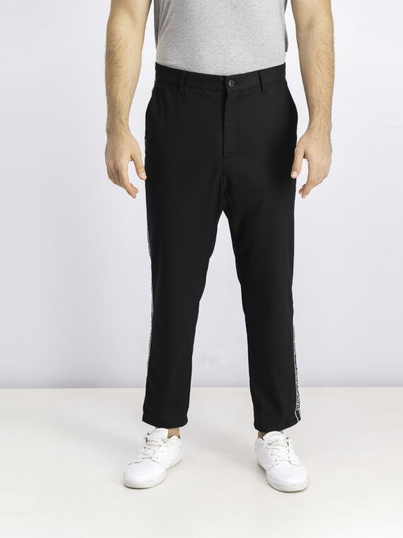 Mens Slim With Side Tape Cropped Pants Black