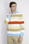 Mens Stripe Long Sleeve Sweater Blue/Brown/Grey/Red