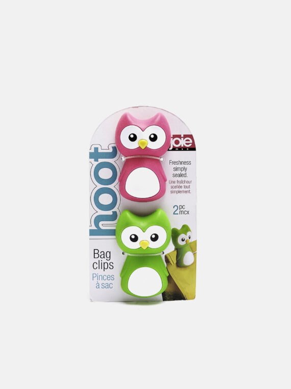 Set of 2 Hoot Owl Jumbo Bag Clips Pink/Green