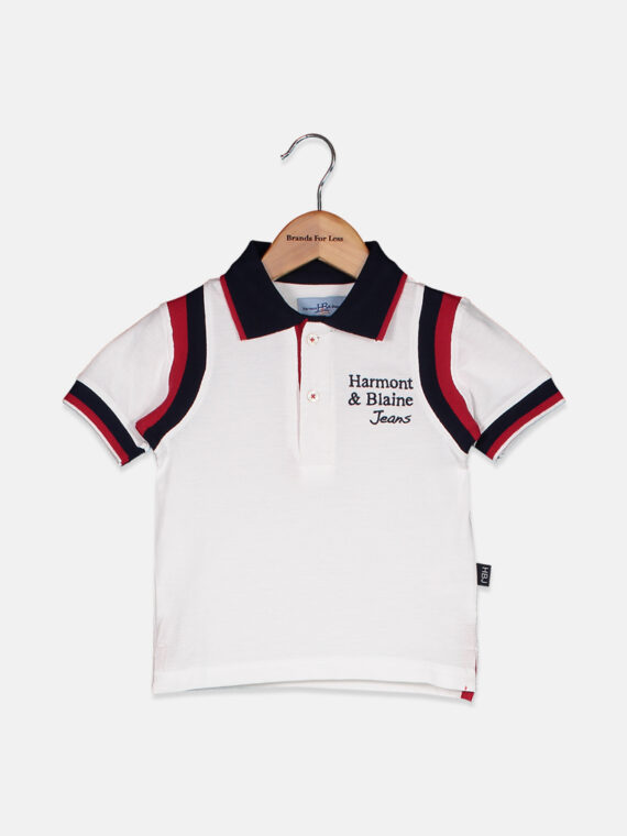 Toddler Boys Spread Collar Polo Shirt White/Navy
